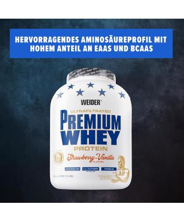 Weider Premium Whey Protein Powder - Delicious Strawberry Vanilla 2.3kg | High EAA & BCAA for Muscle Building Perfect Solubility - Buy Online on GoSupps.com