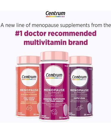 Centrum Complete Multivitamin Supplement + Hot Flash Support Menopause Support Tablets, with Clinically Studied geniVida, 30 Count - Buy Online on GoSupps.com