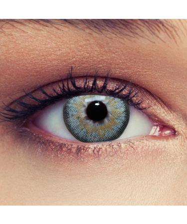 Design lens blue colored contact lenses without strength for a natural effect 1 pair (2st) monthly lenses suitable for dark eyes + free container "Dimension Sky"