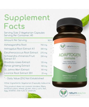 Adaptogen Immune Adaptogens Supplements Ashwagandha Supplements with Siberian Ginseng Astragalus Root and More - Promotes Healthy Body Functioning - Stress Relief Supplement 120 Capsules - Buy Online on GoSupps.com