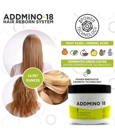 ADDMINO-18 Hair Mask - Nourishing Treatment for Dry & Damaged Hair with 18 Amino Acids - Pear/Linseed Oil - 500ml - Buy Online on GoSupps.com