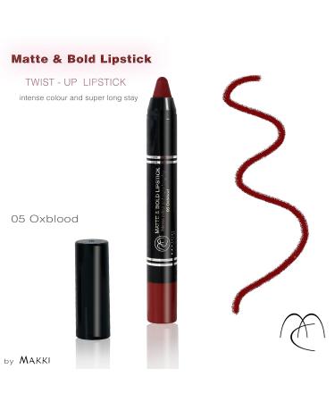 Makki Oxblood Matte Twist-Up Lipstick | Long-Lasting 18-Hour Color | Velvety Finish & Smooth Application - Buy Online on GoSupps.com