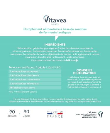  Vitavea Vitavea Ultrabiotic Balance - Gut Flora Food Supplement - Probiotics - 20 Billion Liver Bacteria - 5 Documented Strains - 90 Capsules - 3 Month Supply - Made in France - Buy Online on GoSupps.com