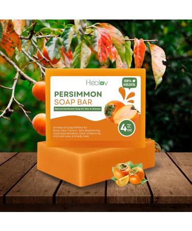 Persimmon Soap Bar for Body Odor Control | Purifying Deodorizing Wash for Men & Women | Skin Brightening & Hyperpigmentation Solution - Buy Online on GoSupps.com
