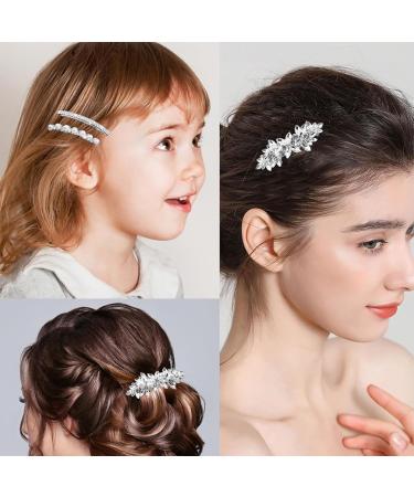 4 Pieces Wedding Hair Accessories for Women - Diamante Hair Clips Silver Hair Clips Wedding Guest Hair Accessories Pearl Hair Clip Hair Clips for Wedding Hairstyles Rhinestone Bridal Hair Clip - Buy Online on GoSupps.com