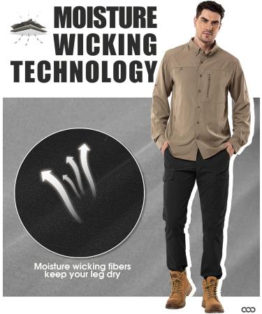 Men's Weatherproof 33 000ft Hiking Pants - Breathable Cargo & Trekking Trousers with 6 Pockets | Windproof Outdoor Work Pants for Travel & Camping - 38W/30L Black - Buy Online on GoSupps.com