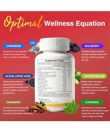 Pro Comfort Blood Sugar Complex Supplement-Supports Healthy Blood Sugar Levels Already Whithin Normal Range All Natural with Cinnamon Chromium Mulberry Alpha Lipoic Acid-60 Capsules - Buy Online on GoSupps.com