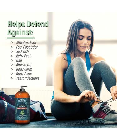 Tea Tree Oil Body Wash with Mint - 16 fl oz - Removes Body Odor - Botanical Shower Gel Soap for Women & Men with Oregano, Rosemary, Cinnamon Oil - Buy Online on GoSupps.com