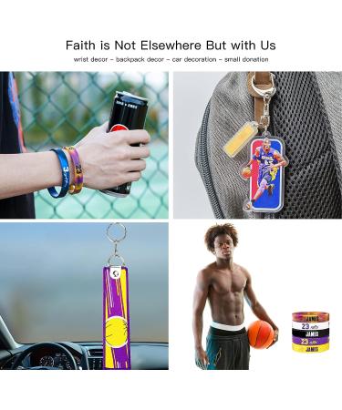 Basketball Silicone Bracelet & Keychain Set for Men - 7-Pack Sports Wristbands with Star Signature Design - Perfect Gifts for Basketball Fans - KB-#24 - Buy Online on GoSupps.com