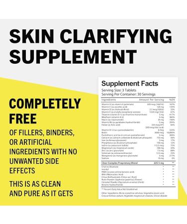 Acne Vitamins & Acne Supplements for Acne Treatment - Acne Pills & Acne Vitamin Supplements for Cystic Acne Treatment - Face Back Body & Hormonal Acne Treatment for Teens Women & Men - 90 Pills - Buy Online on GoSupps.com