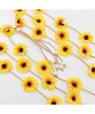 Sunflower Hippie Headband for Women - Floral Crown Headdress for Wedding, Baby Shower & Photoshoot - Buy Online on GoSupps.com