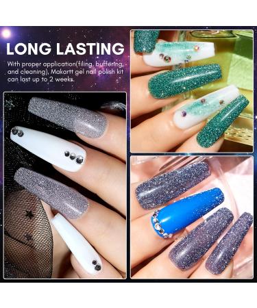 Makartt 6 Colors Reflective Glitter Gel Nail Polish Set - Red Black Purple Green Blue | Soak Off Sparkle Shiny Disco Nail Art Salon Kit for Women - 8ML - Buy Online on GoSupps.com