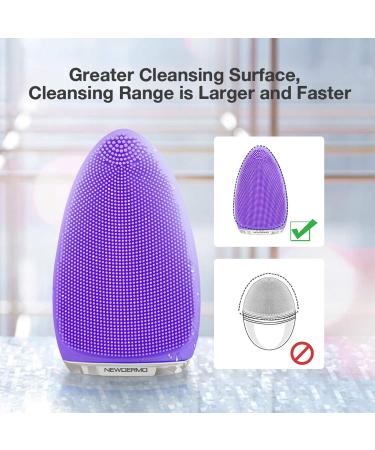 Facial Cleansing Brush by NEWDERMO Vibrating Silicone Face Scrubber - 2 Function Modes and 7 Speeds Rechargeable IPX7 Waterproof Face Brush for Deep Cleaning Pores Exfoliating and Massaging Purple - Buy Online on GoSupps.com