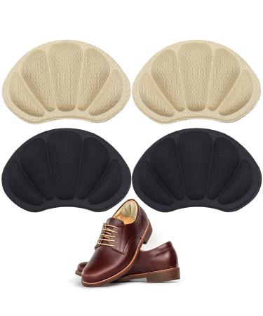 PROUSKY 4 Pieces Heel Cushion Inserts Black Beige Heel Grips Cushion Shoe Pads for Loose Shoes Self-Adhesive Heel Sports Cushion Foot Shoe Insoles Heel Blister Protector for Women Men Black Beige One Size
