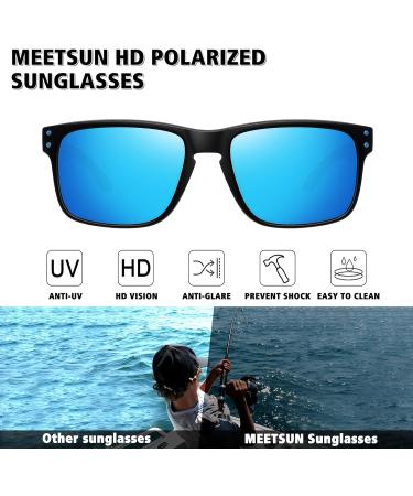 MEETSUN Polarized Sunglasses 2 Pack - Black + Blue Mirror Lens | UV400 Protection for Men and Women - Buy Online on GoSupps.com