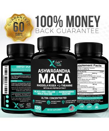 Premium Ashwagandha, Maca Root & Rhodiola Capsules for Energy, Mood & Thyroid Support - Buy Online on GoSupps.com