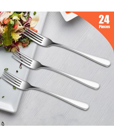 Knadgbft 24 Pieces Forks Silverware Set 7.1 Inch Silver Stainless Steel Dinner Forks Forks Silverware Forks for Kitchen - Buy Online on GoSupps.com