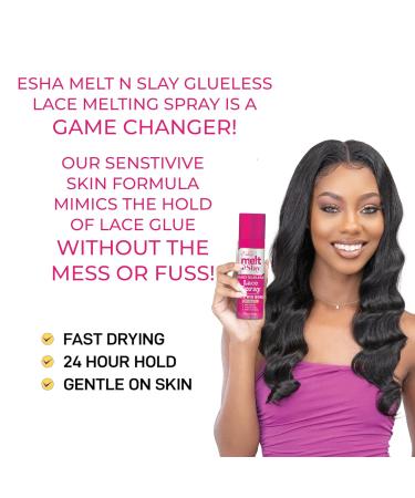 Esha Melt N Slay Glueless Lace Spray Melting and Holding for Wigs Lace Bond Adhesive Spray for Closure Wigs Extensions Strong Natural Forming Hold Protect Edges (80ML) - Buy Online on GoSupps.com