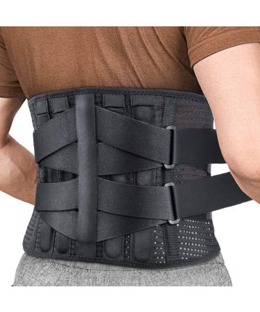 Back Brace for Lower Back Pain - 2021 Upgrade Back Lumbar Support Belt for Men Lower Back Pain Relief, Herniated Disc, Sciatica, Scoliosis, 360° Max Support with Removal Steel Stays for Women & Men Large
