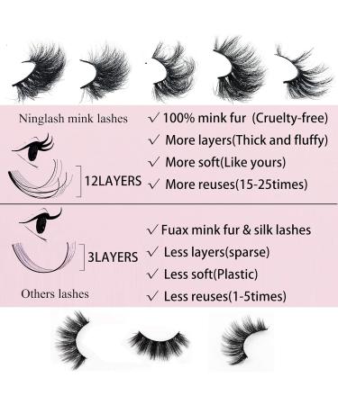 25MM Mink Eyelashes Wholesale 10 Pack - Ninglash False Eyelashes | Christmas Gifts for Women | Handmade Full Strip Lashes | Cruelty-Free 3D Mink Lashes - Bulk 10 Pack - Buy Online on GoSupps.com