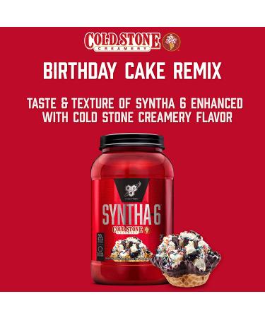 BSN Syntha-6 Cold Stone Birthday Cake Remix Protein Powder 4.56 lb (2.07 kg) - Delicious & Nutrient-Rich - Buy Online on GoSupps.com
