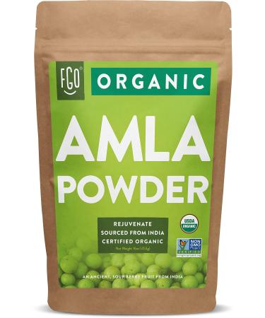 Organic Amla Powder (Amalaki) | 16oz Resealable Kraft Bag (1lb) | 100% Raw From India | by FGO 1 Pound (Pack of 1)