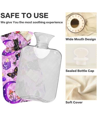 Naanle Halloween Black Cat Hot Water Bottle - 2L Heat & Cold Therapy | Large Warm Water Bottle with Transparent Bag for Bed & Pain Relief - Buy Online on GoSupps.com