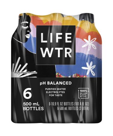 LIFEWTR, Premium Purified Water, pH Balanced with Electrolytes For Taste, 16.9 Fl Oz (Pack of 6)