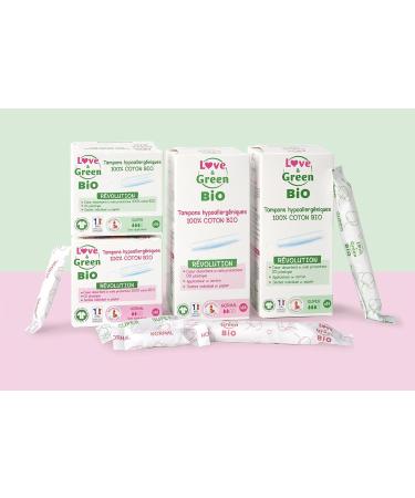 Buy Love & Green Organic Hypoallergenic Tampons with Applicator - 16 Pieces Normal Size | Eco-Friendly & Safe for Sensitive Skin - Buy Online on GoSupps.com