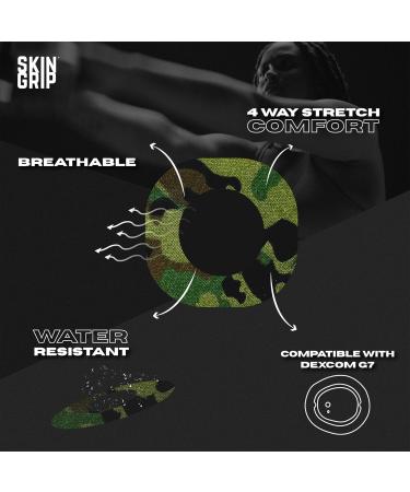Skin Grip Adhesive Patches for Dexcom G7 & Stelo CGM - Waterproof Sweatproof 20 Pack Camo - Long-Lasting Secure Cover for Continuous Glucose Monitor - Buy Online on GoSupps.com