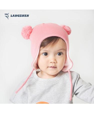 LANGZHEN Toddler Kids Winter Hat Earflap Knit Beanie - Pink (6-12 Months) - Buy Online on GoSupps.com