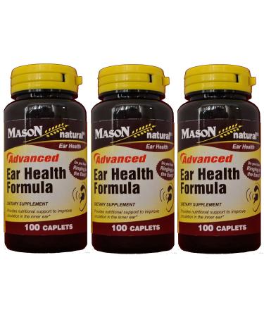 Mason Natural Advance Ear Health Formula Bioflavonoids Plus 100 Caplets per Bottle Pack of 3 Total 300 Caplets