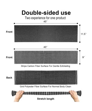 Exfoliating Back Scrubber Towel - Korean & Japanese Washcloth for Men & Women - Stripe Black - Buy Online on GoSupps.com