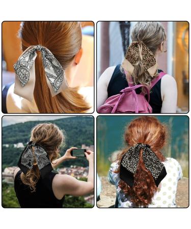 6 Pcs Bowknot Hair Bands Scarves - Double Layer Chiffon Elastic Hair Ties for Women & Girls - Ponytail Holders & Hairprint Bandana - Buy Online on GoSupps.com