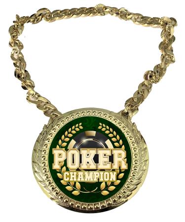 Express Medals Poker Texas Holdem Champ Chain Trophy Award with a Center Plaque Plate Measuring 6 by 5.25 Inches and Includes a 34 Inch Chain with Black Velvet Presentation Bag.