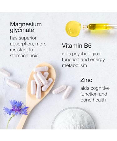 High Strength Magnesium Glycinate Supplement 300mg with Zinc & Vitamin B6 - 120 Capsules - UK Made Chelated Complex - Buy Online on GoSupps.com