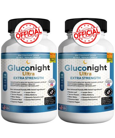 GREENVIFY Gluconight Ultra Extra Strength - Herbal Blood Sugar Support Supplement Advanced Formula with Banaba Bitter Melon Cinnamon Juniper Berry 60 Vegan Capsules for Overall Wellness (2)