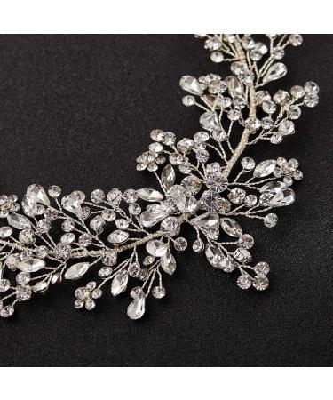 SWEETV Crystal Rhinestone Wedding Headpiece for Bride | Bridal Hair Band Silver - Buy Online on GoSupps.com