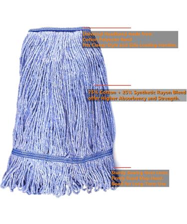 String Mop Heads Replacement Heavy Duty Commercial Grade Blue Cotton Looped End Wet Industrial Cleaning Mop Head Refills (3  Large) 3 Pieces Large (Pack of 3) - Buy Online on GoSupps.com
