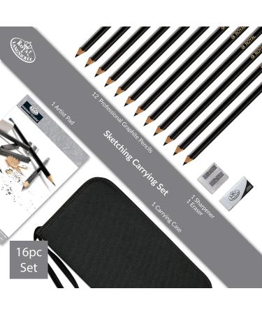 16 Piece Drawing and Sketching Pencil Set with Zippered Carrying Case - Buy Online on GoSupps.com