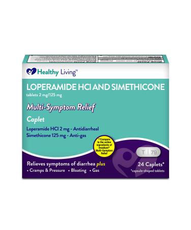 Healthy Living Anti-Diarrheal & Anti-Gas, Loperamide Hydrochloride & Simethicone, 24 Tablets - Buy Online on GoSupps.com