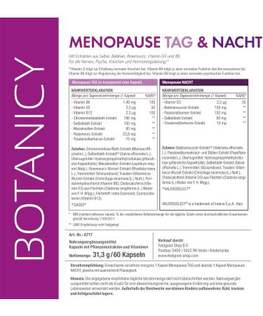 Botanicy Menopause Day & Night Capsules - Natural Relief for Menopause Symptoms with Sage & Valerian - Hormone-Free Vegan - 60 Plant-Based Capsules - Buy Online on GoSupps.com
