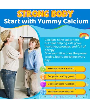 Kids Calcium Gummies + Vitamin D3 K2 Magnesium Zinc Extra Absorption Algae Calcium Supplement For Kids Gentle to Stomach Bone Teeth Muscle Brain Sugar Free Chewable Kids Vitamins 4+ 60 Counts 60 Count (Pack of 1) - Buy Online on GoSupps.com