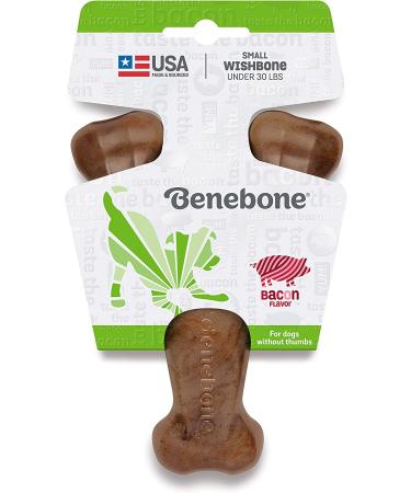 Benebone Real Bacon Wishbone Dog Chew Toy - Durable & Made in USA for Aggressive Chewers - Buy Online on GoSupps.com
