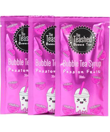 Fruit Bubble Tea Kit Gift Box | 3 Servings | Passion Fruit Syrup, Strawberry Popping Boba, Tea Bags & Paper Straws | THE TEASHED - Buy Online on GoSupps.com