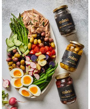 Mina Pitted Green Olives - Premium Handpicked, Gluten Free, Low Carb Keto Snacks | 12.5 oz - Buy Online on GoSupps.com