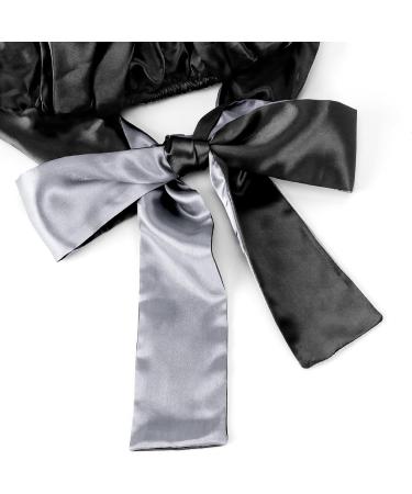 WEIPAO Silk Satin Bonnet - Reversible Double Sided Sleep Cap for Curly Hair | Black+Silver - Buy Online on GoSupps.com