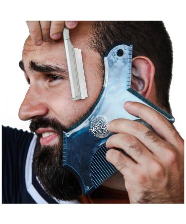 Monster&Son Beard Shaping Tool - Classic Oversized Design (Blue-Clear)