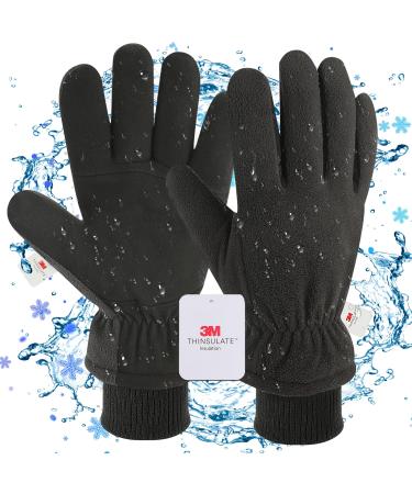 Dly winter gloves warm gloves for men women-water-tight ski gloves WIT warm feed non-slip bicycle gloves warm winter gloves for riding running skiing hiking cycling motorcycle l black