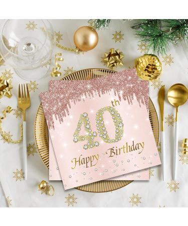 40 Pink Napkins for 40th Birthday Celebration | 40 Pieces 33x33cm Paper Napkins for Party Decorations - Buy Online on GoSupps.com